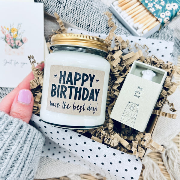 Happy Birthday, have the best day! Personalised Candle & keepsake gift set