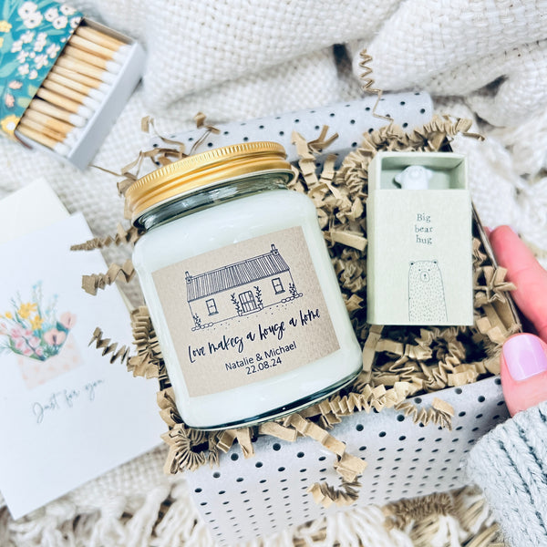 Love makes a house a home personalised Candle and keepsake gift set