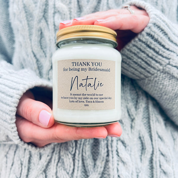 Thank you for being my Bridesmaid Personalised Soy Candle