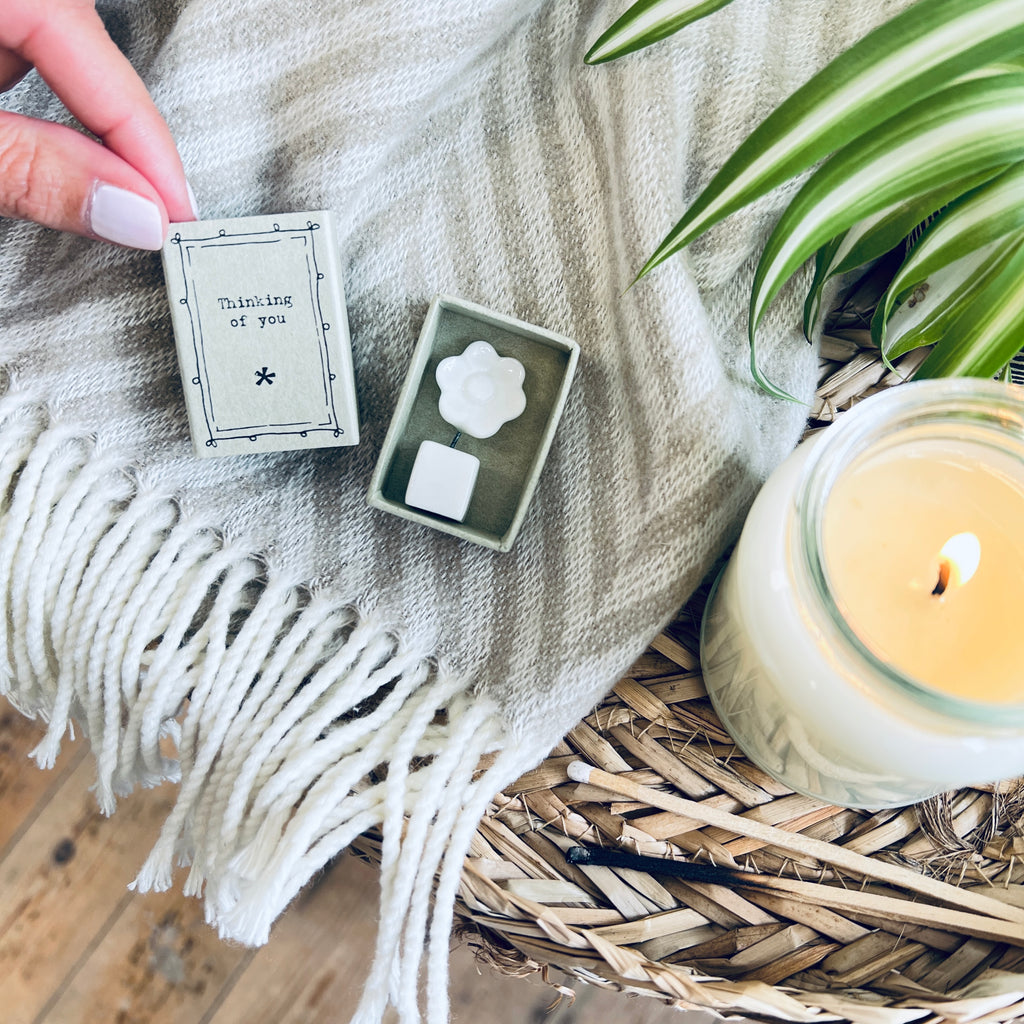 Thinking of you flower keepsake trinket in sweet little matchbox