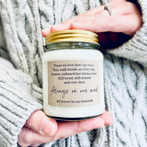 Those We Love - Scented Soy Wax Candle - Not Personalised. Hands holding a glass jar candle.