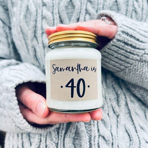 40th Birthday Milestone age Scented Soy Candle