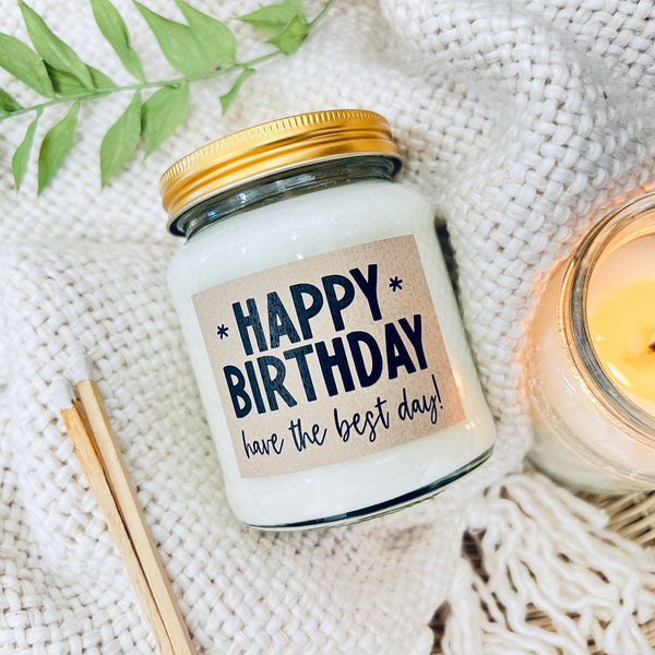 Happy Birthday, have the best day! Candle & Dried Flower Gift Set