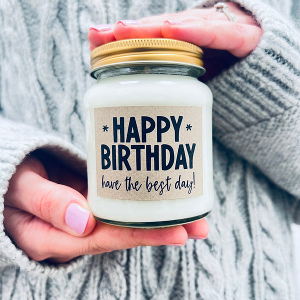 Happy Birthday, have the best day! Candle & Dried Flower Gift Set