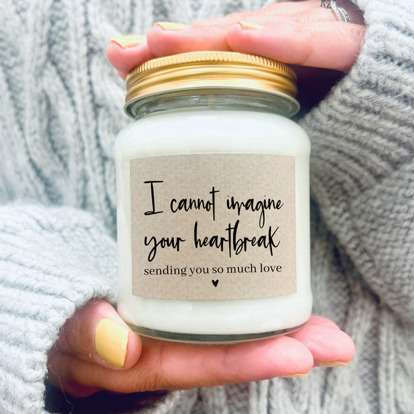 I cannot imagine your heartbreak, sympathy candle, keepsake and gift note set