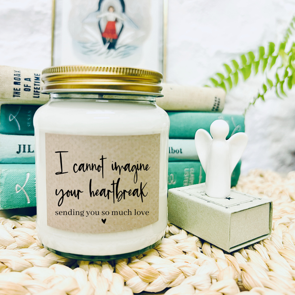 I cannot imagine your heartbreak, sympathy candle, keepsake and gift note set