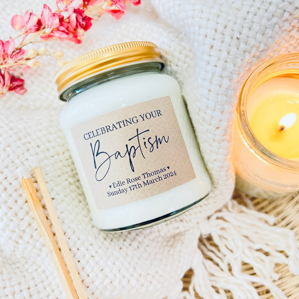 Celebrating your Christening / Naming Day / Baptism / Communion / Dedication Scented Soy Candle