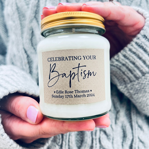 Celebrating your Christening / Naming Day / Baptism / Communion / Dedication Scented Soy Candle
