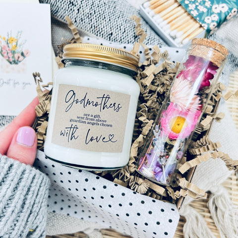 Godmothers are a gift Candle & Dried Flower Gift Set (multiple options; Godparents etc)