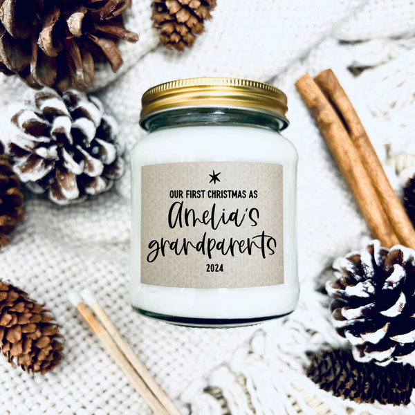 Christmas Scented Soy Wax Candle - Grandparents First Christmas