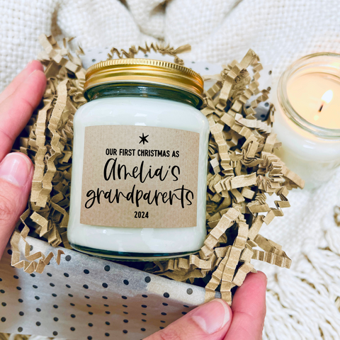 Christmas Scented Soy Wax Candle - Grandparents First Christmas