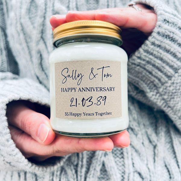 Happy Anniversary personalised scented soy candle