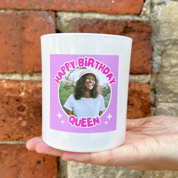 Personalised photo candle - Happy Birthday Queen