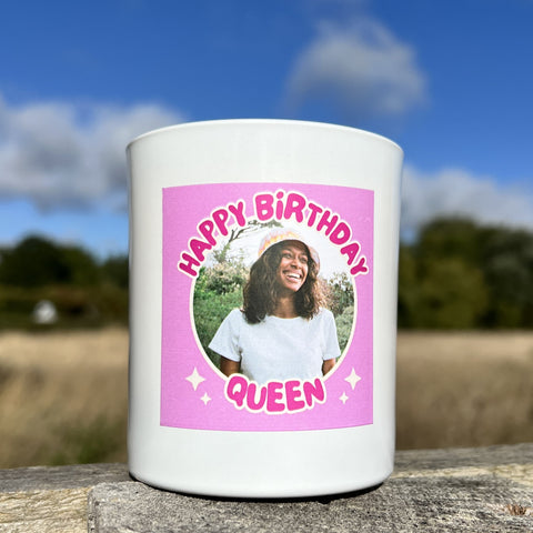 Personalised photo candle - Happy Birthday Queen