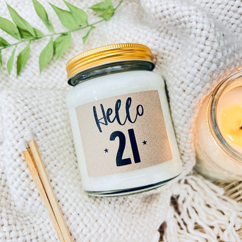 Hello Twenty One Birthday Scented Soy Candle