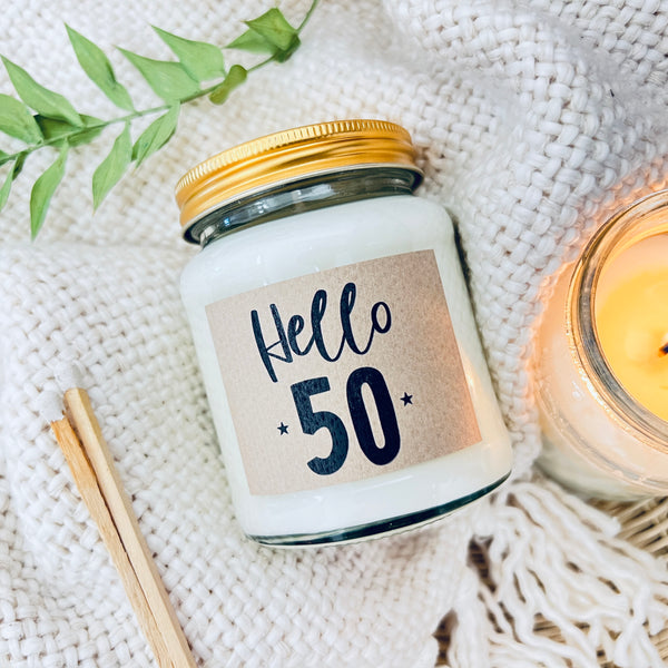 Hello Fifty Birthday Scented Soy Candle