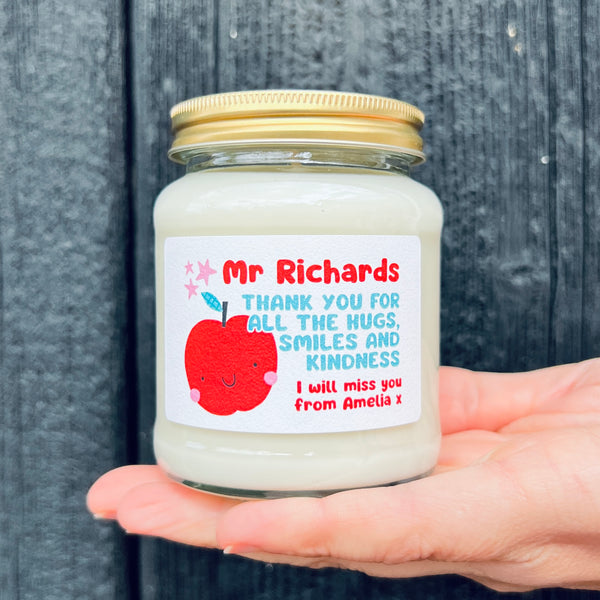 Thank you for all the hugs, teacher appreciation candle gift