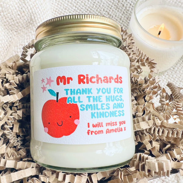 Thank you for all the hugs, teacher appreciation candle gift