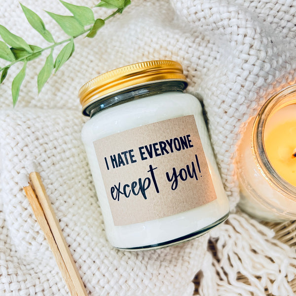 I hate everyone, except you ... Scented Soy Candle
