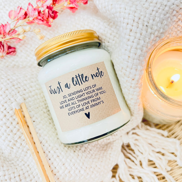 Just a little note personalised Scented Soy Candle
