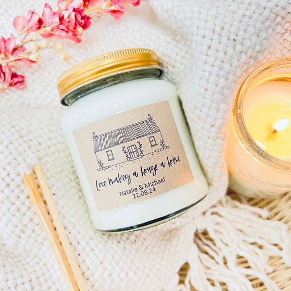 Love makes a house a home personalised scented soy candle