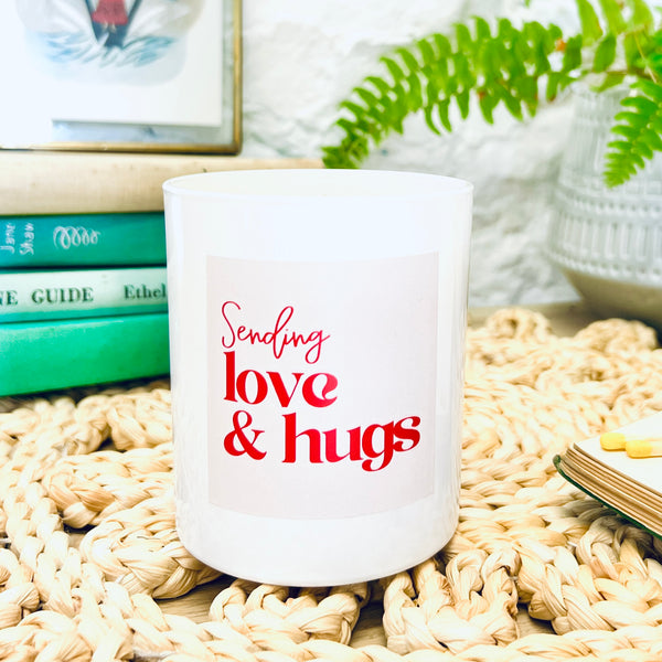 Sending Love and Hugs Candle, Keepsake and Gift Note - Thinking Of You Gift