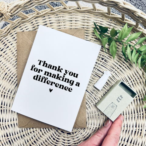 Thank you for making a difference card with personalised message & Keepsake Letterbox Gift