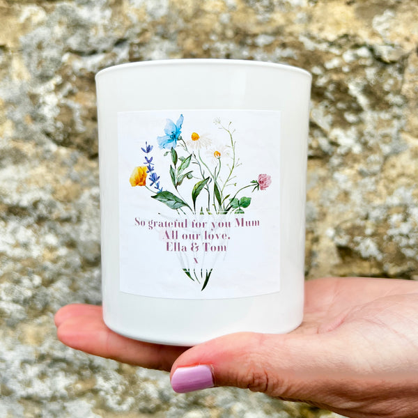 Personalised Pretty Floral Candle