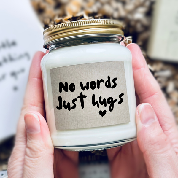 No words just hugs, candle, keepsake and gift note set