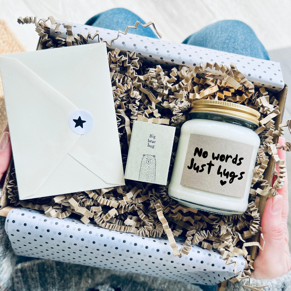 No words just hugs, candle, keepsake and gift note set