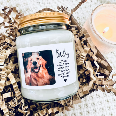 If love could have saved you Personalised Photo Pet Memorial Candle