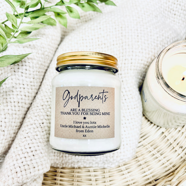 Godmothers are a blessing personalised soy candle