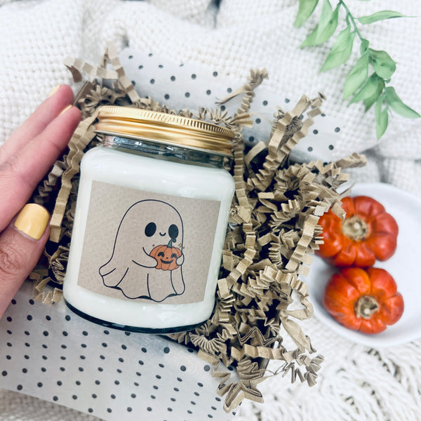 Cute Ghost with Pumpkin in two Autumnal fragrance options