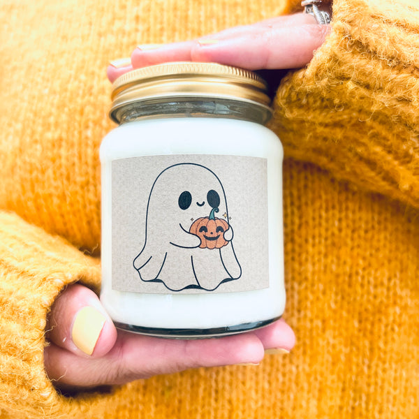 Cute Ghost with Pumpkin in two Autumnal fragrance options