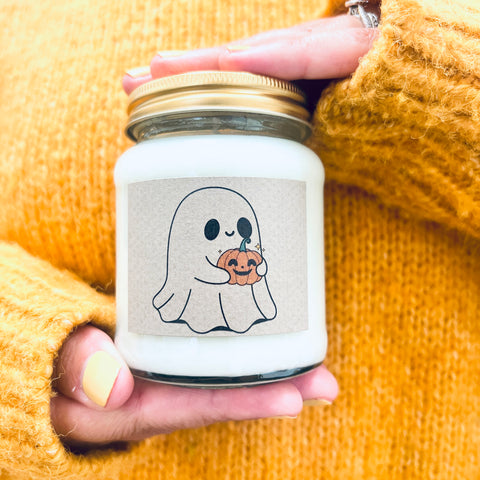 Cute Ghost with Pumpkin in two Autumnal fragrance options