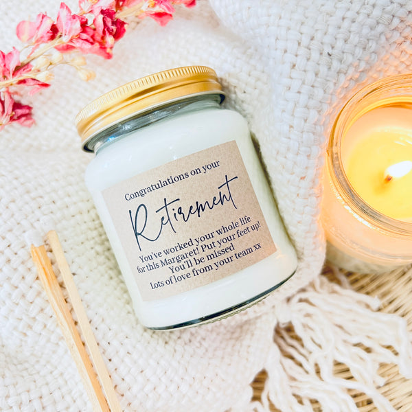 Congratulations On Your Retirement Personalised Scented Soy Candle