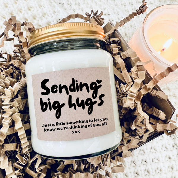 Sending Big Hugs | Personalised Candle | Thinking Of You