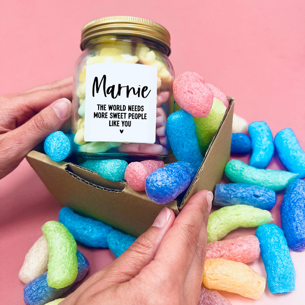 Personalised 'the world needs more sweet people like you' jar of sweets