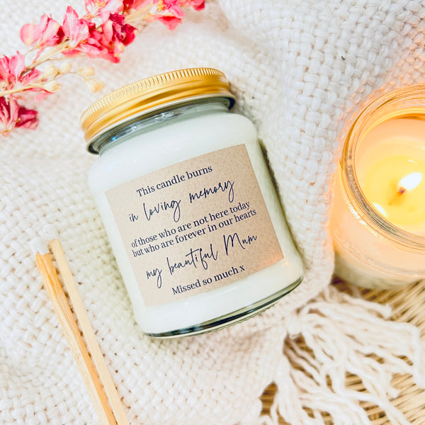 In loving memory personalised scented soy candle