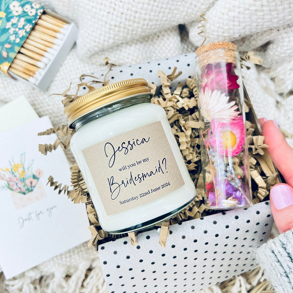 Will you be my Bridesmaid Candle & Dried Flower Gift Set