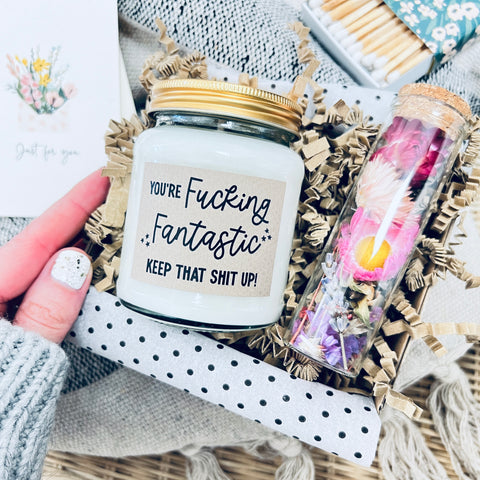Fucking Fantastic Candle & dried flowers gift set