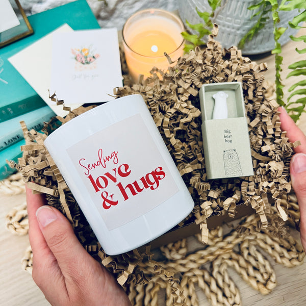 Sending Love and Hugs Candle, Keepsake and Gift Note - Thinking Of You Gift