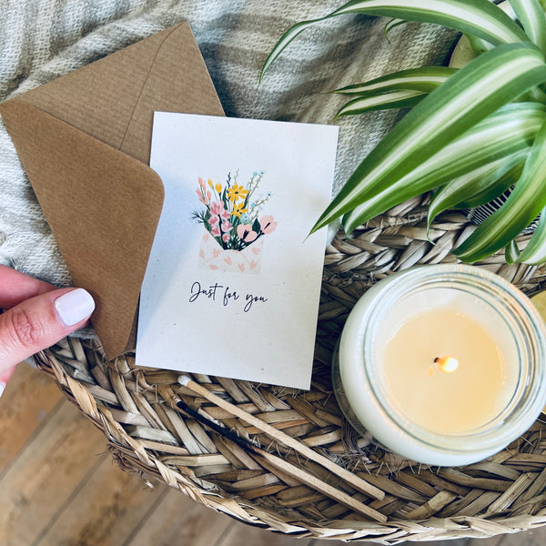 Thank You Message with floral illustration scented candle